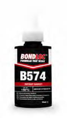 025351 B574 INSTANT GASKET / BONDLOC B574 Instant gasket former making almost any size
and shape of gasket, replacing paper, cork,
etc. Ideal for gearbox sealing, pump flanges,
transmission assemblies, cover plates on
tanks, cam shaft sealing and bearing gaps.

Colour - ORANGE
• Viscosity - 50,000cps
• Breakaway Strength - 8Nm
• Min / Max Temp: -55ºC - +150ºC
• Gap Fill - 0.3mm
• Fixture Time - <30mins

Size 50ml, 65ml, 250ml B574